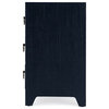 Bowery Hill Traditional Wooden Raffia 3 Drawer Chest - Navy Blue