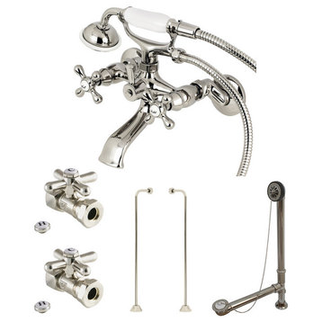 CCK265PN Vintage Wall Mount Clawfoot Faucet Package, Polished Nickel
