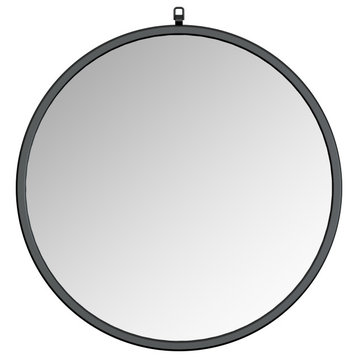 Haylo Black 32 Framed Round mirror with hook