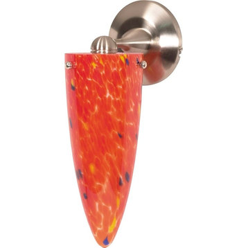 Brushed Nickel and Molten Lava Cone Glass Wall Sconce