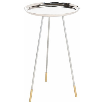 Aurora Tri Leg Contemporary Glam Side Table Silver/Gold