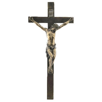 Crucifix Wall Plaque, Cold Cast Bronze