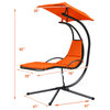 Costway Patio Hanging Hammock Chaise Lounge Chair with Canopy Cushion Orange