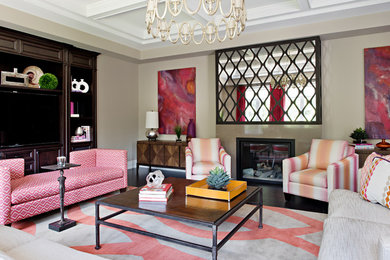 Inspiration for a large modern living room library remodel in Toronto