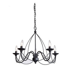 Black Wrought Iron Chandeliers Houzz Joshua Marshal Black Wrought Iron 5 Light Chandelier Chandeliers