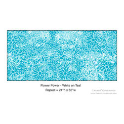 Casart Coverings - Flower Power - Blue & White Wallcovering - Wallpaper