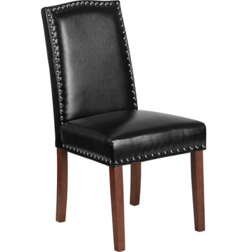 Hercules Hampton Hill Series Black Leather Parsons Chair With Silver Nail Heads