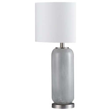 Ahrens 26" Table Lamp with Drum Shade, Grey and White