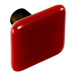 CKP - Art Glass Knob, Red, Oil-Rubbed Bronze Base - Cabinet And Drawer Knobs