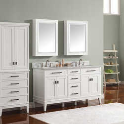 Avanity Madison 61 in. Double Vanity in White finish with Carrera White Marble T - Products