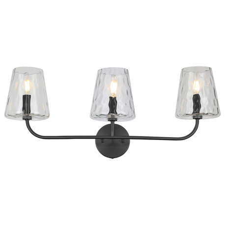 Eleanor Contemporary 3 Light Matte Black Clear Metal Vanity