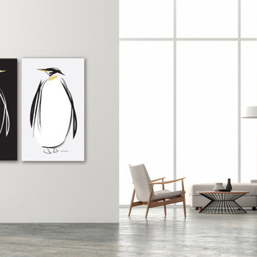 "black penguin white penguin"  paintings