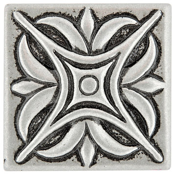 MidWest Star Metal Insert Tile 2"x2", Set of 8, Pewter Nickel