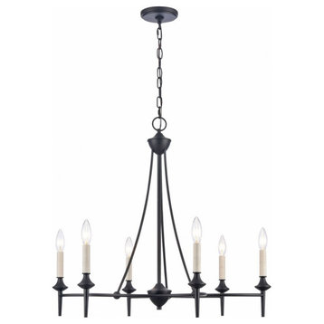 6 Light Chandelier In Traditional Style-26 Inches Tall and 28 Inches Wide