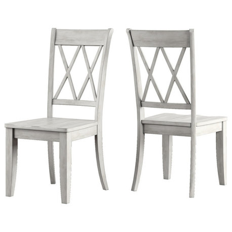 Arbor Hill X Back Wood Dining Chair, Set of 2, Antique White