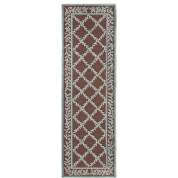 Safavieh Chelsea Collection HK230 Rug, Brown/Blue, 2'6"x12'