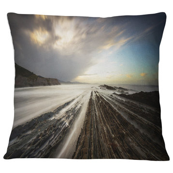 Surreal Atlantic Ocean Coast Seashore Photo Throw Pillow, 18"x18"