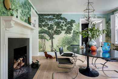 Example of a transitional dining room design in Providence