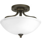 Progress Lighting - Laird Semi-Flush/Convertible Mount - The Laird collection provides a contemporary complement to casual interiors popular in today's homes. Glass shades add distinction and provide pleasing illumination to any room, while scrolling arms create an airy effect. Uses (2) 100-watt medium bulbs (not included).