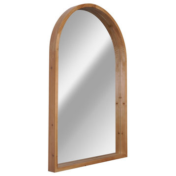 Head West Arch Natural Wood Wall Hanging Framed Decorative Mirror - 24" x 36"