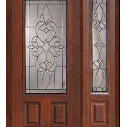 Prehung Sidelite Door 80 Fiberglass Courtlandt 2 Panel 3/4 Lite Glass - Front Doors