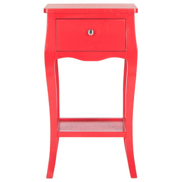 Elma End Table With Storage Drawer Red