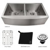 ZLINE Farmhouse Double Bowl Sink in Stainless Steel with Bottom Grid