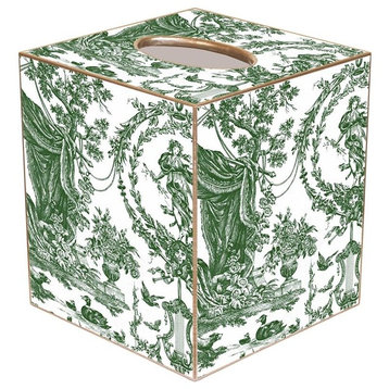 TB455 - Hunter Green Toile Tissue Box Cover