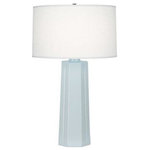 Robert Abbey - Robert Abbey 966 Mason - One Light Table Lamp - Base Dimension: 6.50  Cord Color: SilverMason One Light Table Lamp Baby Blue Glazed/Polished Nickel Oyster Linen Shade *UL Approved: YES *Energy Star Qualified: n/a  *ADA Certified: n/a  *Number of Lights: Lamp: 1-*Wattage:150w A bulb(s) *Bulb Included:No *Bulb Type:A *Finish Type:Baby Blue Glazed/Polished Nickel
