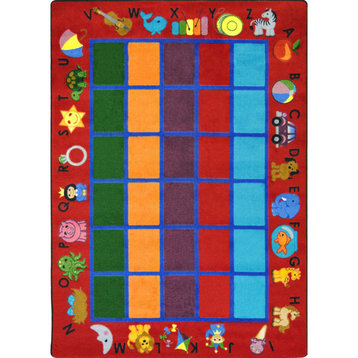 Alphabet Phonics 5'4" x 7'8" area rug, color Red