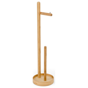 Wooden Minimalist Roll Holder | Wireworks Yoku, Light Bamboo