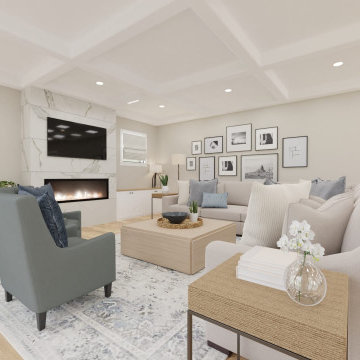 Traditional Living Room with Blue Accents