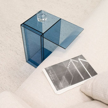 Modern Glass and Lucite Side End Tables