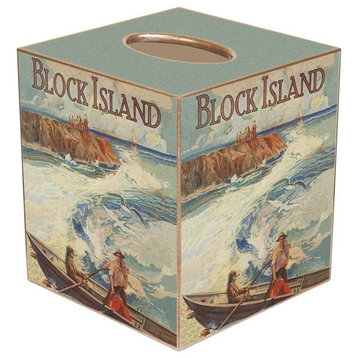 TB578- Block Island Southeast Light & Swordfishing Tissue Cover Box