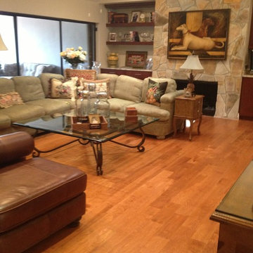 Living Room Featuring Garrison II Distressed - Birch Wild Cherry Hardwood Floori