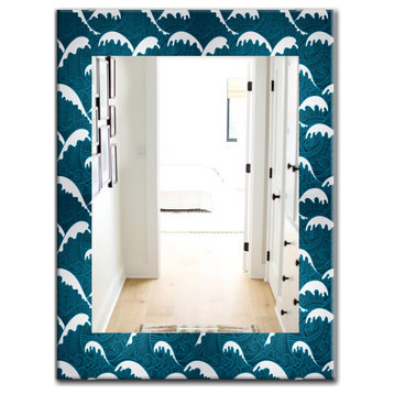 Designart Waves Pattern Traditional Frameless Wall Mirror, 24x32
