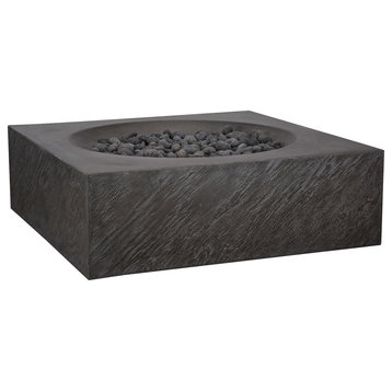 Pyromania Paloma Concrete Fire Pit Table, 36"x36", Charcoal Gray, Natural Gas