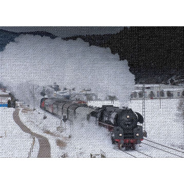 Train In Snow 2 Area Rug, 5'0"x7'0"