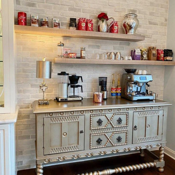 Kitchen Custom Painted Hutch and Glam Farmhouse Coffee Station in Moorestown, NJ