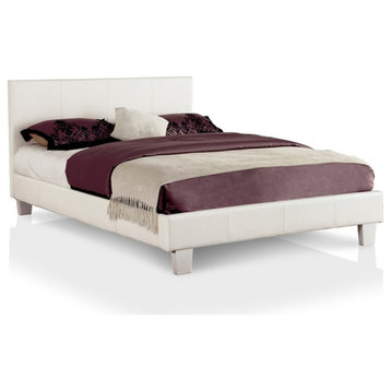 Furniture of America Ramone Faux Leather Queen Platform Bed in White