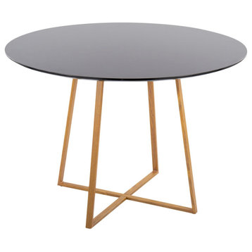 Cosmo 43" Dining Table, Natural Metal, Black Wood