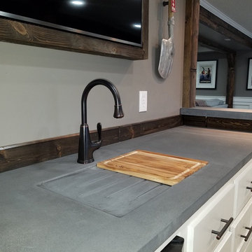Built-in Drain Board and Cutting Board hide Integrated Concrete Sink