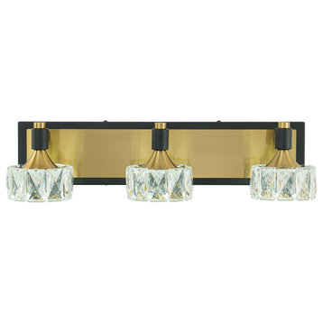 3-Light LED Dimmable Crystal Vanity Wall Sconce