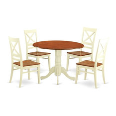 5-Piece Small Kitchen Table Set, Table and 4 Dinette Chairs, Buttermilk, Cherry