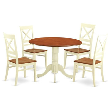 5-Piece Small Kitchen Table Set, Table and 4 Dinette Chairs, Buttermilk, Cherry