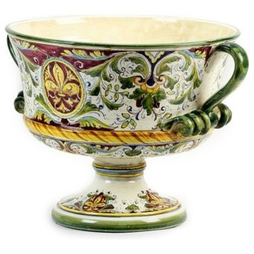 Majolica Medici: Large Footed Round Bowl with Two Handles