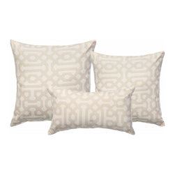 Pawleys Island Hammocks - Pawleys Island Fretwork Flax Sunbrella Outdoor Throw Pillow - Outdoor Cushions And Pillows