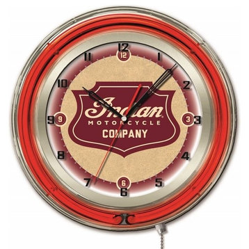 Indian Motorcycle Shield 19" Neon Clock