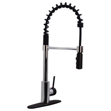 Kitchen Faucet With Dual Function Spray Head, Chrome/Black