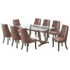 Benoit Glasstop Dining Set, Dark Brown, 8 Chairs